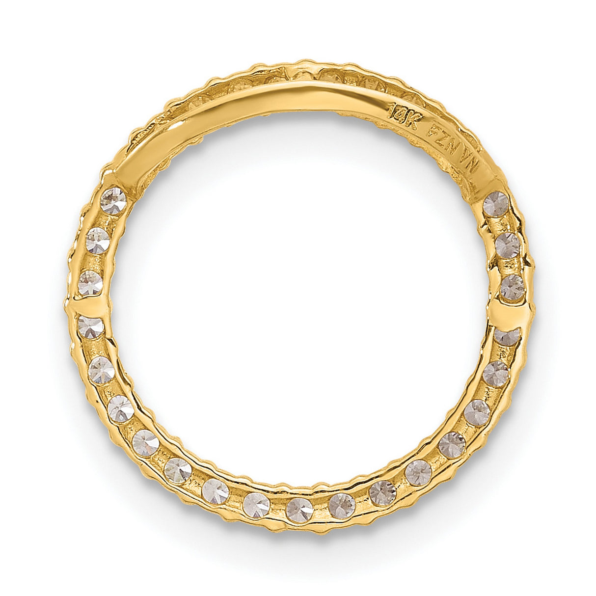 Polished CZ Circle Chain Slide Charm Pendant in Real 10k Yellow Gold