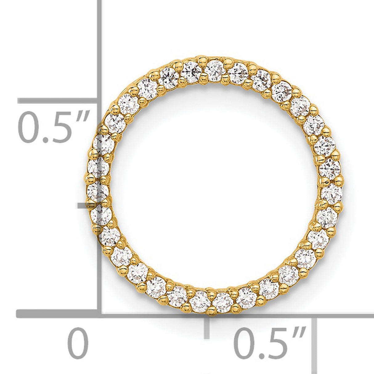 Polished CZ Circle Chain Slide Charm Pendant in Real 10k Yellow Gold