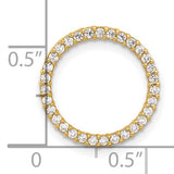 Polished CZ Circle Chain Slide Charm Pendant in Real 10k Yellow Gold