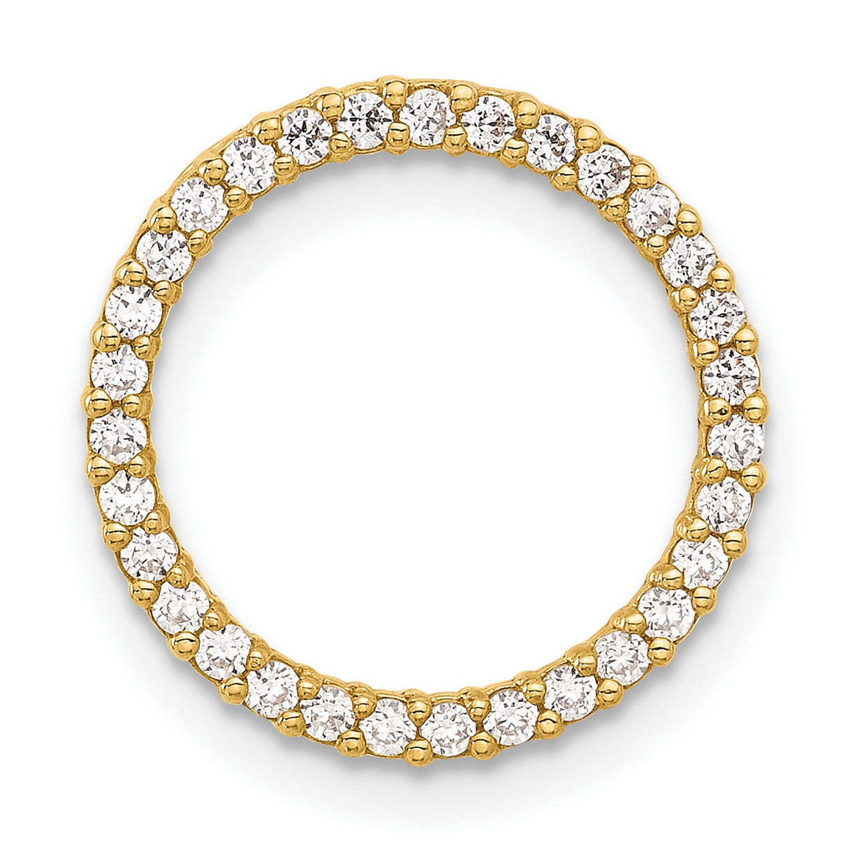 Polished CZ Circle Chain Slide Charm Pendant in Real 10k Yellow Gold