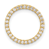 Polished CZ Circle Chain Slide Charm Pendant in Real 10k Yellow Gold
