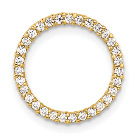 Polished CZ Circle Chain Slide Charm Pendant in Real 10k Yellow Gold