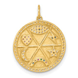 Polished Colorful CZ Good Luck Medallion Charm Pendant in Real 10k Yellow Gold