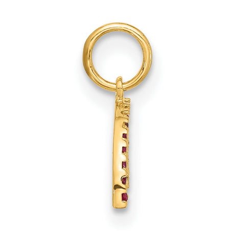 10k Yellow Gold Rainbow Pendant Charm with Multicolor Gemstone Accents, Symbolic Jewelry for Women