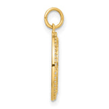 10k Yellow Gold Moon and Star Pendant with Pavé Cubic Zirconia, Celestial Disc Design