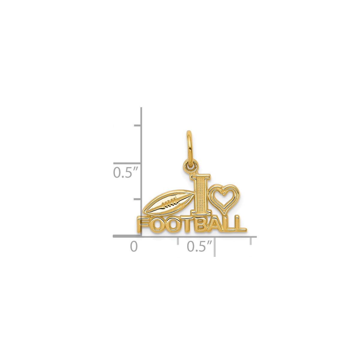 10k Yellow Gold Football Pendant with Heart Design, Unisex Sports Charm