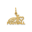 10k Yellow Gold Football Pendant with Heart Design, Unisex Sports Charm