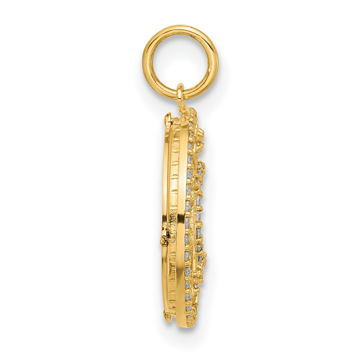10k Yellow Gold Sun and Moon Pendant with Cubic Zirconia, Celestial Charm for Women