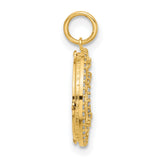 10k Yellow Gold Sun and Moon Pendant with Cubic Zirconia, Celestial Charm for Women