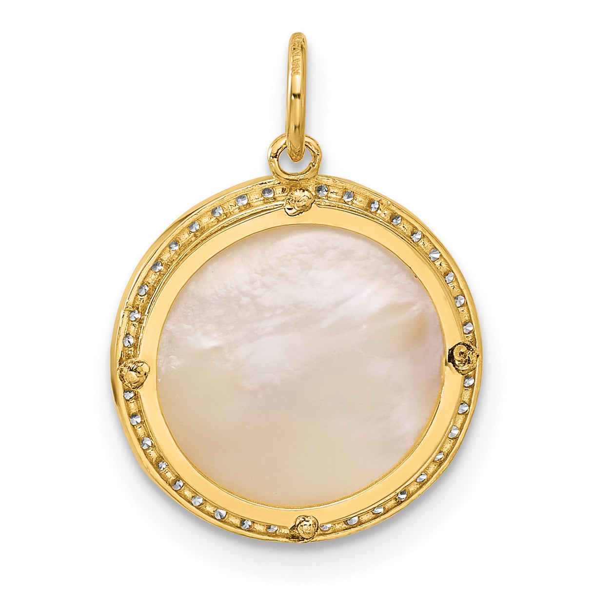 10k Yellow Gold Sun and Moon Pendant with Cubic Zirconia, Celestial Charm for Women