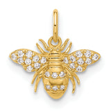 10k Yellow Gold Bee Pendant with Cubic Zirconia, Nature-Inspired Charm for Women