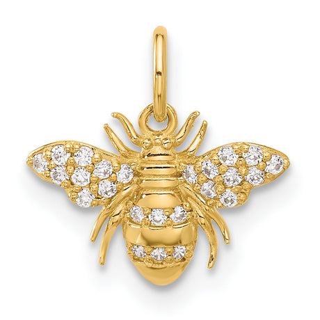 10k Yellow Gold Bee Pendant with Cubic Zirconia, Nature-Inspired Charm for Women