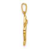 10k Yellow Gold Seahorse Pendant with Clear Accent Stones, Nautical Ocean Animal Theme