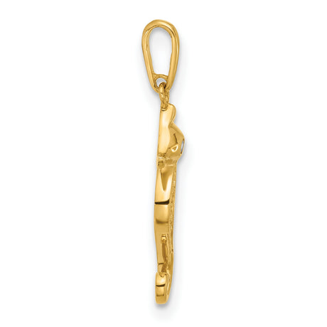 10k Yellow Gold Seahorse Pendant with Clear Accent Stones, Nautical Ocean Animal Theme