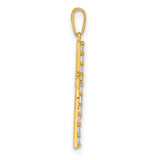 10k Yellow Gold Latin Cross Pendant with Polished Cubic Zirconia , Unisex Religious Jewelry