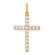 10k Yellow Gold Latin Cross Pendant with Polished Cubic Zirconia , Unisex Religious Jewelry