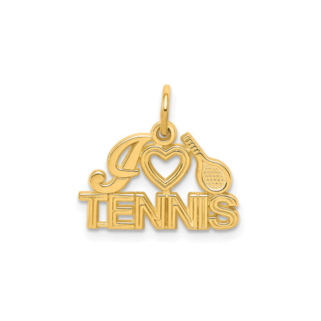 10k Yellow Gold Tennis Racquet Heart Pendant, Sporty Charm for Women or Unisex Wear