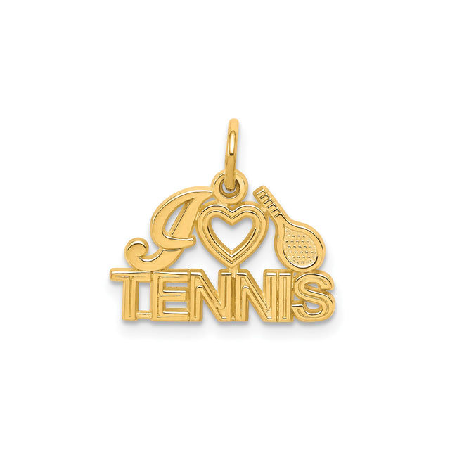 10k Yellow Gold Tennis Racquet Heart Pendant, Sporty Charm for Women or Unisex Wear