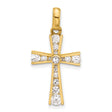 10k Yellow Gold Latin Cross Pendant with Cubic Zirconia, Polished Religious Jewelry for Men and Women