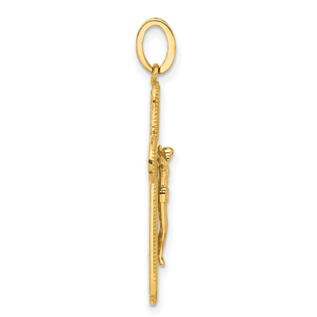 10k Yellow Gold Crucifix Cross Pendant with Cubic Zirconia Accents and Jesus Figure