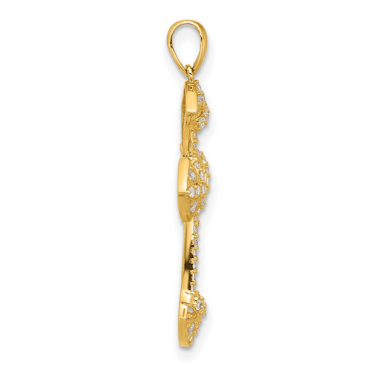 10k Yellow Gold Cross Pendant with Cubic Zirconia Accents, Polished Finish, Unisex Religious Jewelry