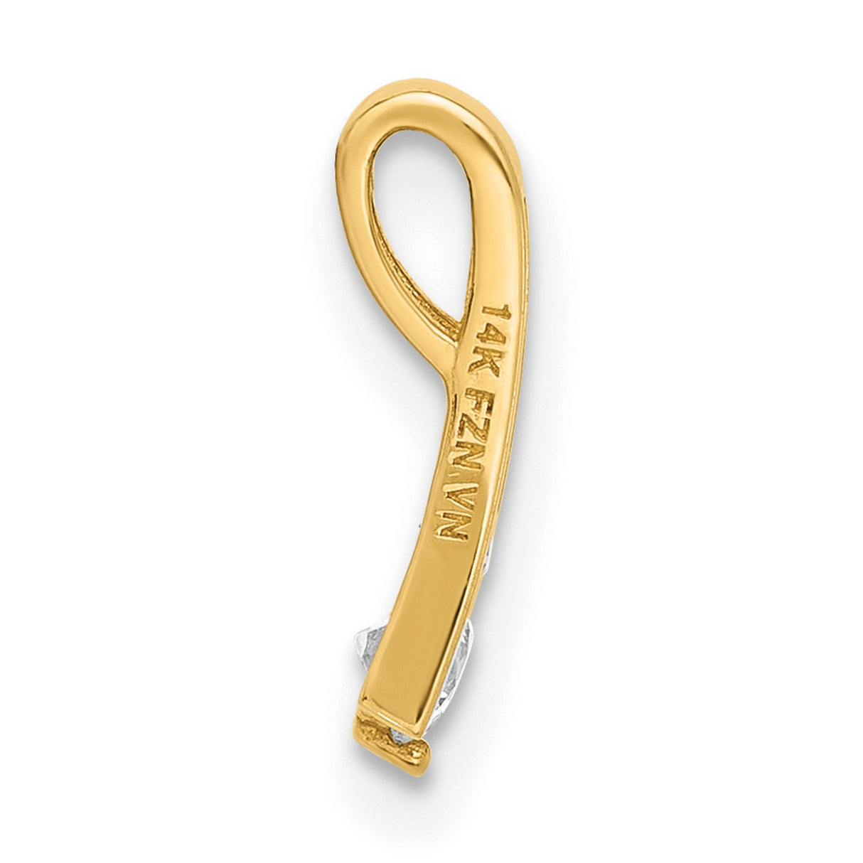 10k Yellow Gold Vertical Pendant with Graduated Cubic Zirconia, Tapered Minimalist Design