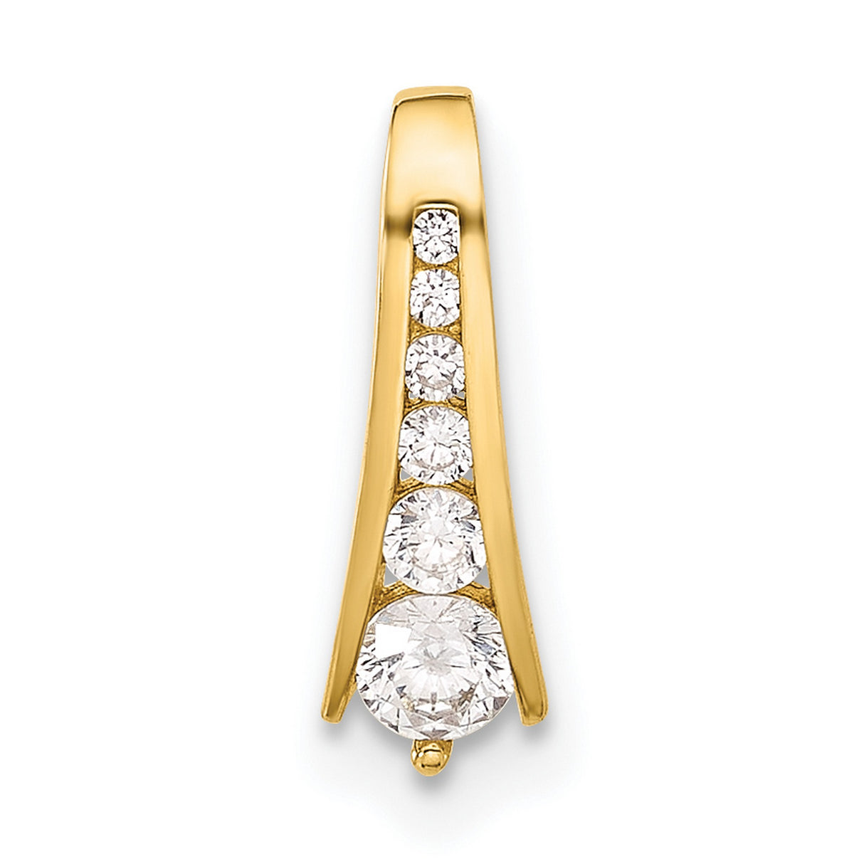 10k Yellow Gold Vertical Pendant with Graduated Cubic Zirconia, Tapered Minimalist Design