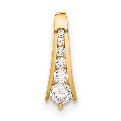 10k Yellow Gold Vertical Pendant with Graduated Cubic Zirconia, Tapered Minimalist Design
