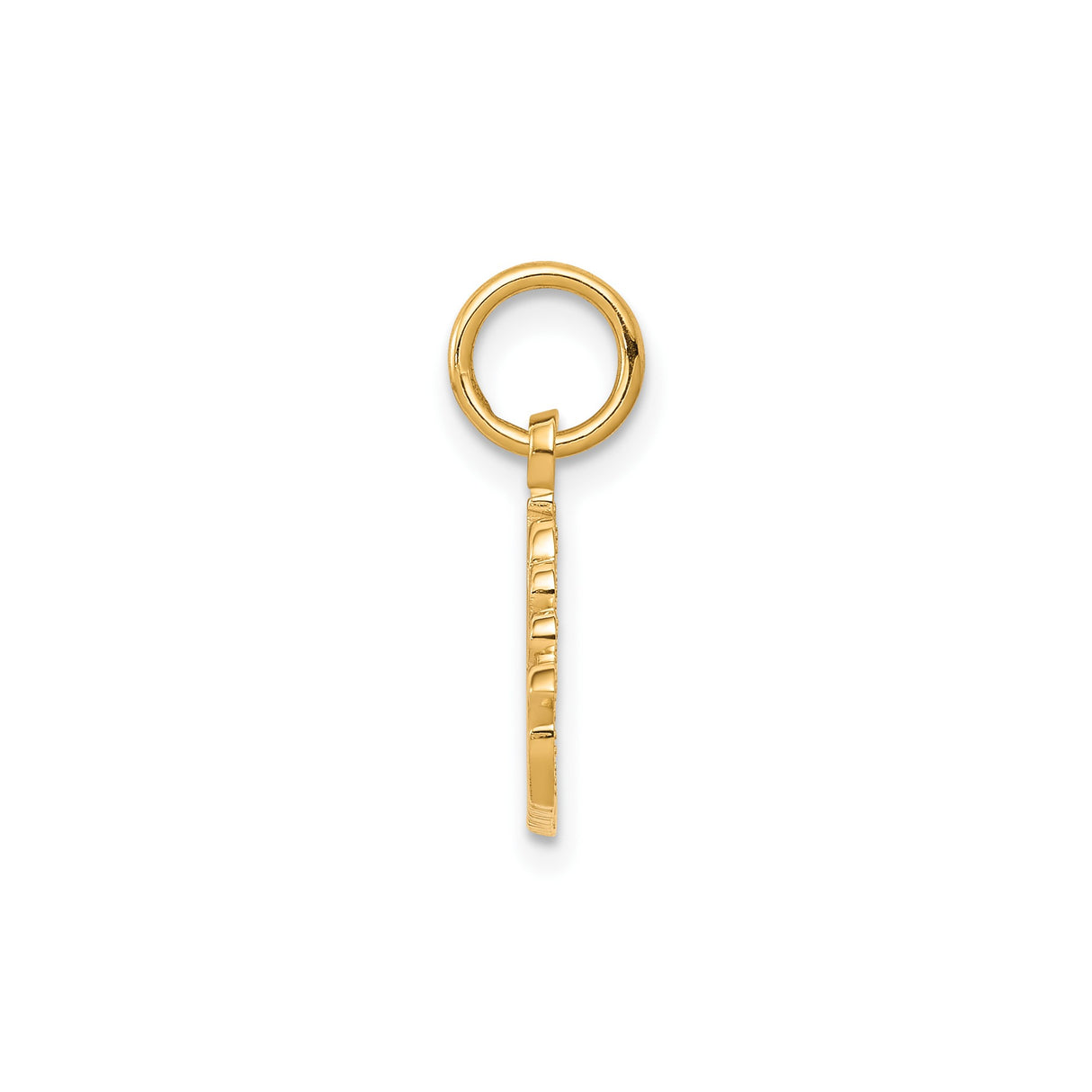 10k Yellow Gold Pendant Charm, I Love Swimming with Wave Design, Unisex Sports Jewelry