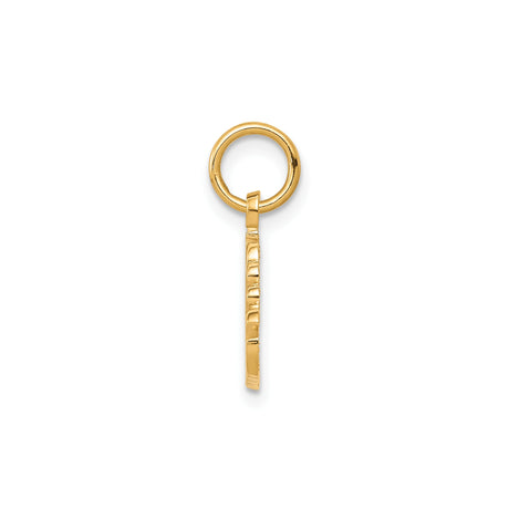 10k Yellow Gold Pendant Charm, I Love Swimming with Wave Design, Unisex Sports Jewelry