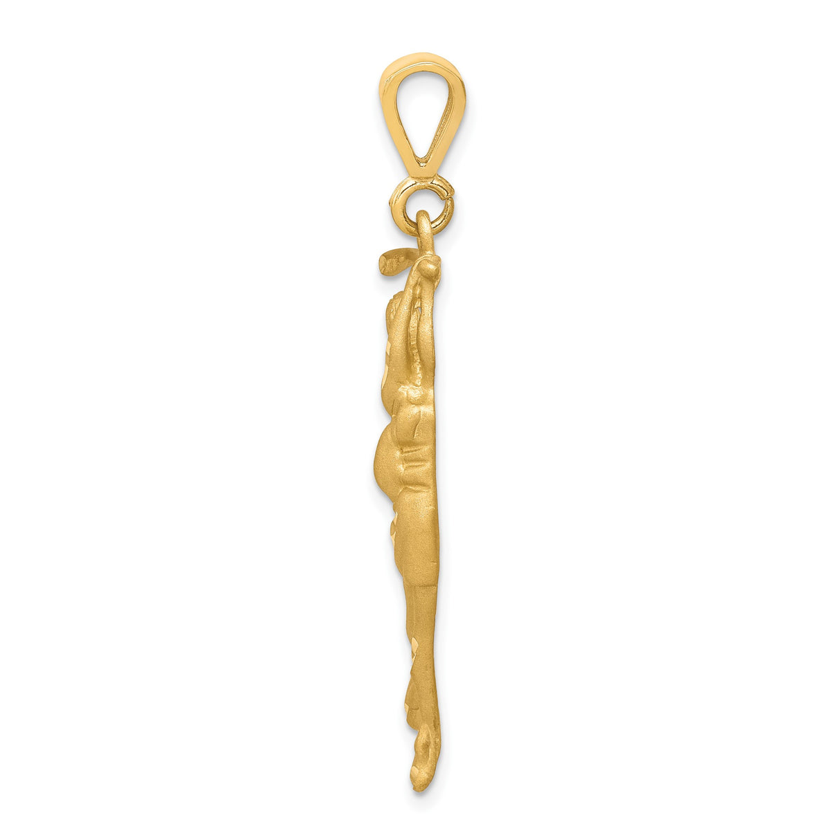 10k Yellow Gold Pendant, Female Golfer in Mid-Swing, Sports Charm for Women Golfers