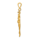 10k Yellow Gold Pendant, Female Golfer in Mid-Swing, Sports Charm for Women Golfers