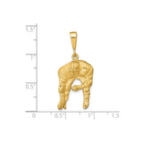 10k Yellow Gold Football Player Pendant, Crouched Lineman Sports Charm for Men