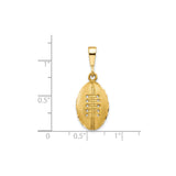 10k Yellow Gold Football Pendant, Textured Oval Design with Stitching, Sports Charm for Men or Unisex