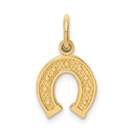 10k Yellow Gold Horseshoe Pendant Charm, Luck Symbol Jewelry for Women or Unisex Wear