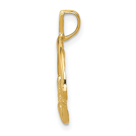 10k Yellow Gold Claddagh Pendant with Crowned Heart and Hands, Traditional Irish Design