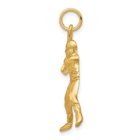 10k Yellow Gold Baseball Player Pendant in Swing Motion, Sports Charm for Teens or Men