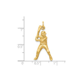 10k Yellow Gold Baseball Player Pendant in Swing Motion, Sports Charm for Teens or Men
