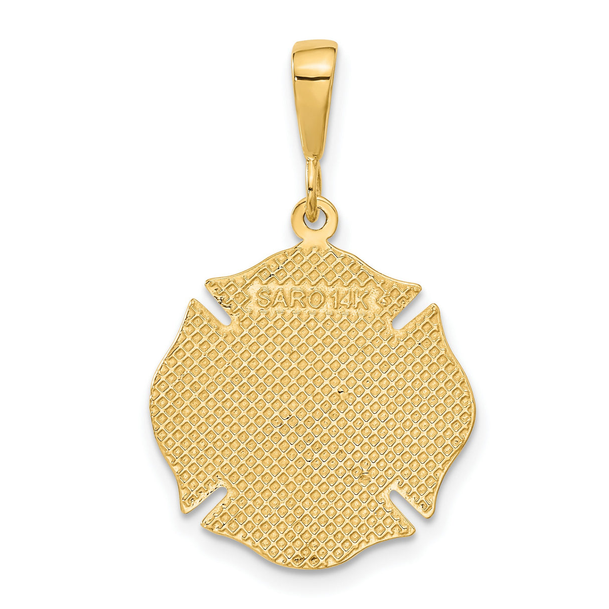 10k Yellow Gold Firefighter Maltese Cross Pendant with Helmet Axe Hydrant and Ladder Symbols