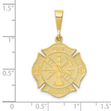 10k Yellow Gold Firefighter Maltese Cross Pendant with Helmet Axe Hydrant and Ladder Symbols