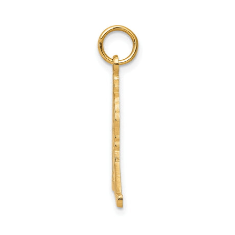 10k Yellow Gold Hockey Player Pendant, Skating Athlete with Stick, Unisex Sports Charm