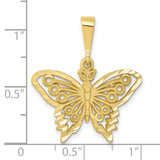10k Yellow Gold Butterfly Pendant with Cut-Out Wing Detail, Nature-Inspired Design for Women