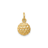 10k Yellow Gold Golf Ball Charm Pendant, Dimpled Sports Design for Men and Women