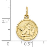 10k Yellow Gold Angel Pendant with Detailed Cherub Design, Religious Christian Jewelry