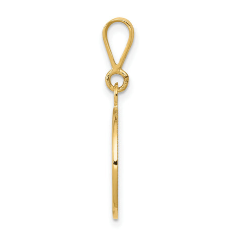 10k Yellow Gold Cherub Pendant, Detailed Angel Medallion with Satin Finish, Religious Theme