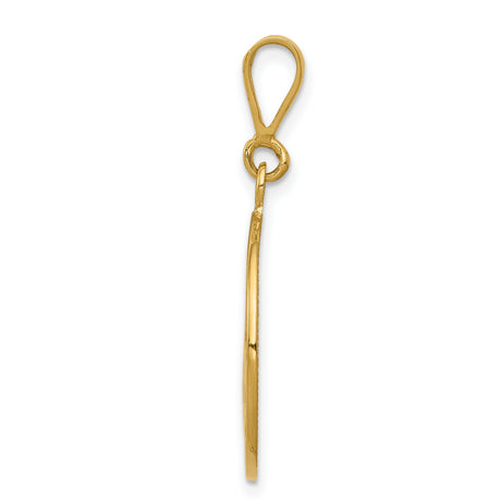 Polished Satin Angel Charm Pendant in Real 10k Yellow Gold