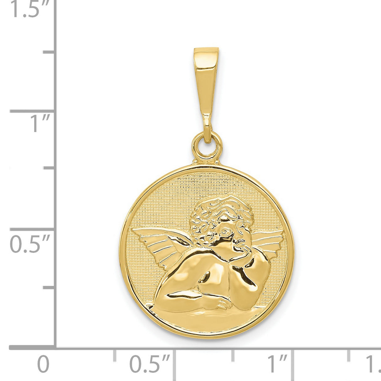 Polished Satin Angel Charm Pendant in Real 10k Yellow Gold