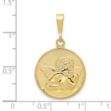 Polished Satin Angel Charm Pendant in Real 10k Yellow Gold