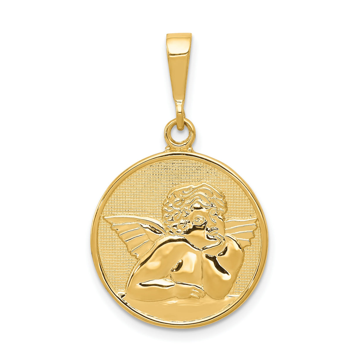 Polished Satin Angel Charm Pendant in Real 10k Yellow Gold