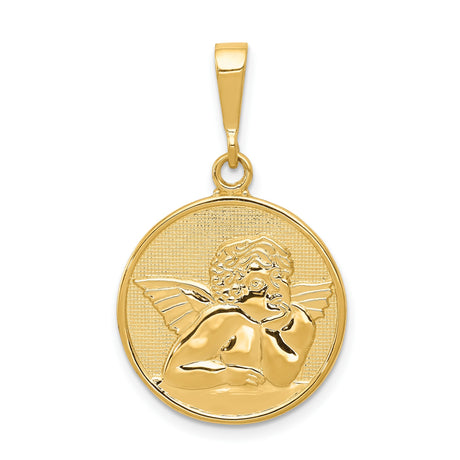 Polished Satin Angel Charm Pendant in Real 10k Yellow Gold